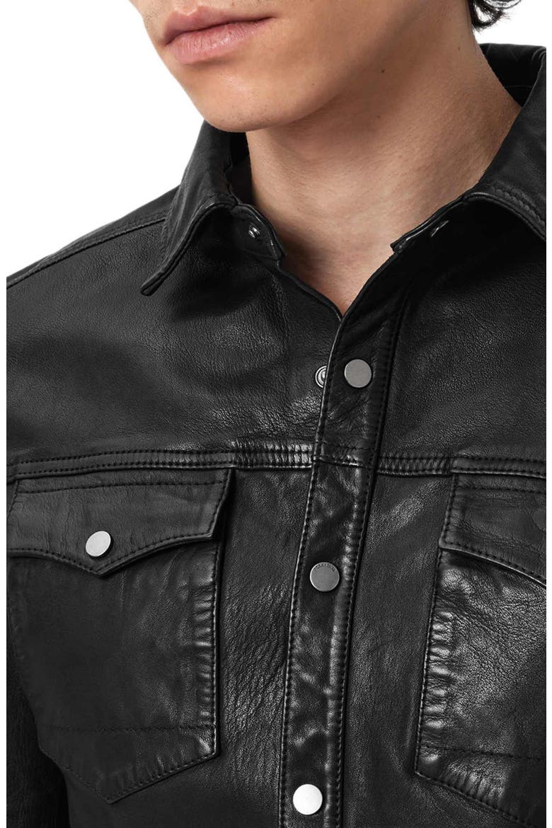 Irwin Leather Snap-Up Shirt, Alternate, color, BLACK