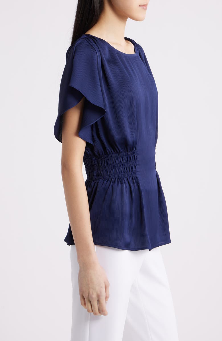 Anne Klein Flutter Sleeve Smocked Waist Top, Alternate, color, 