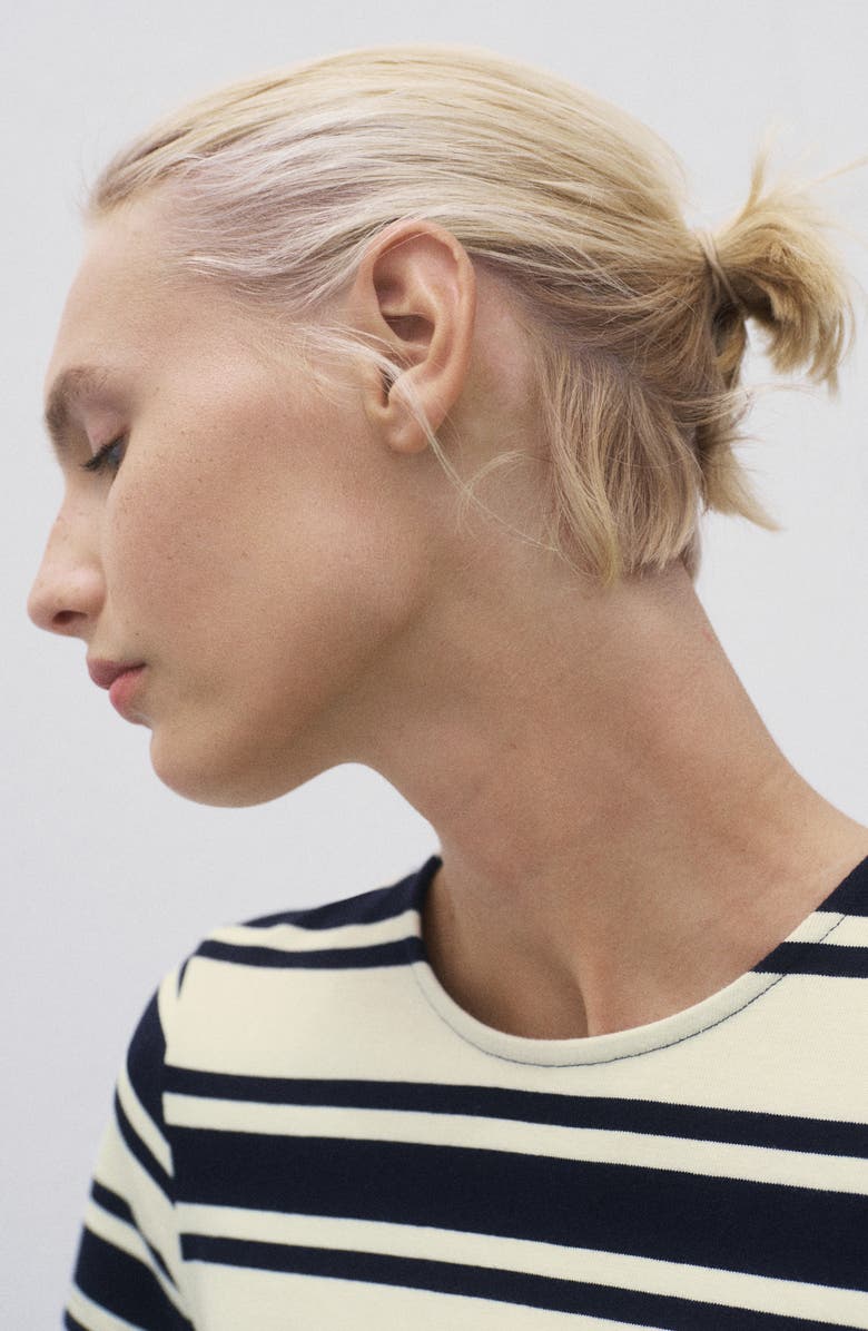 MANGO Stripe Bodice Cotton Maxi Dress, Alternate, color, Dark Navy