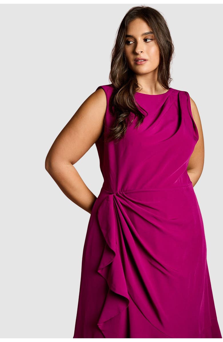 Coast Plus Crepe Ruffle Midi Dress, Alternate, color, Berry