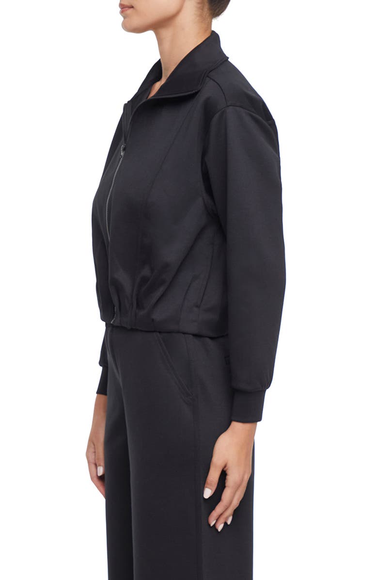 Three Dots Bubble Hem Full Zip Jacket, Alternate, color, Black Beauty