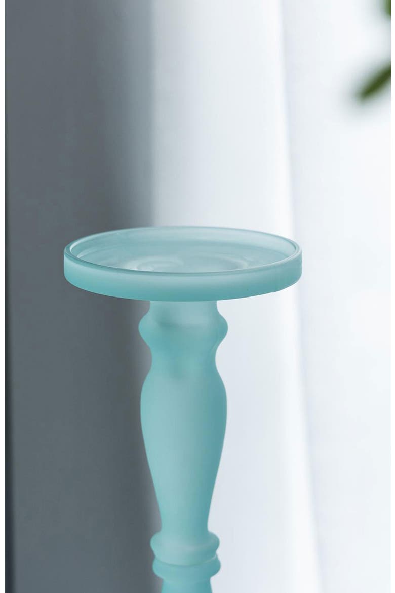 Set of Two Glass Pedestals, Alternate, color, FROST AQUA