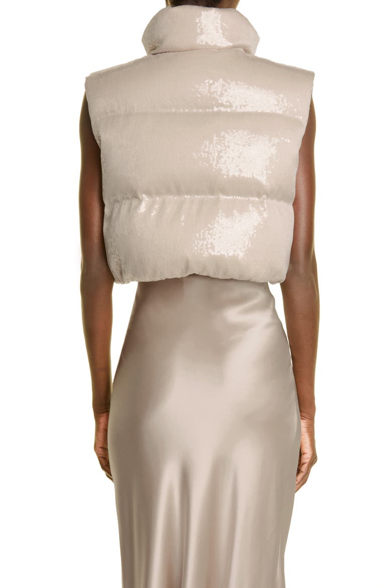 Dazzling Paillete Crop Down Vest, Alternate, color, C5782 PALE BLUSH