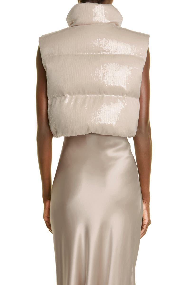 Brunello Cucinelli Dazzling Paillete Crop Down Vest, Alternate, color,