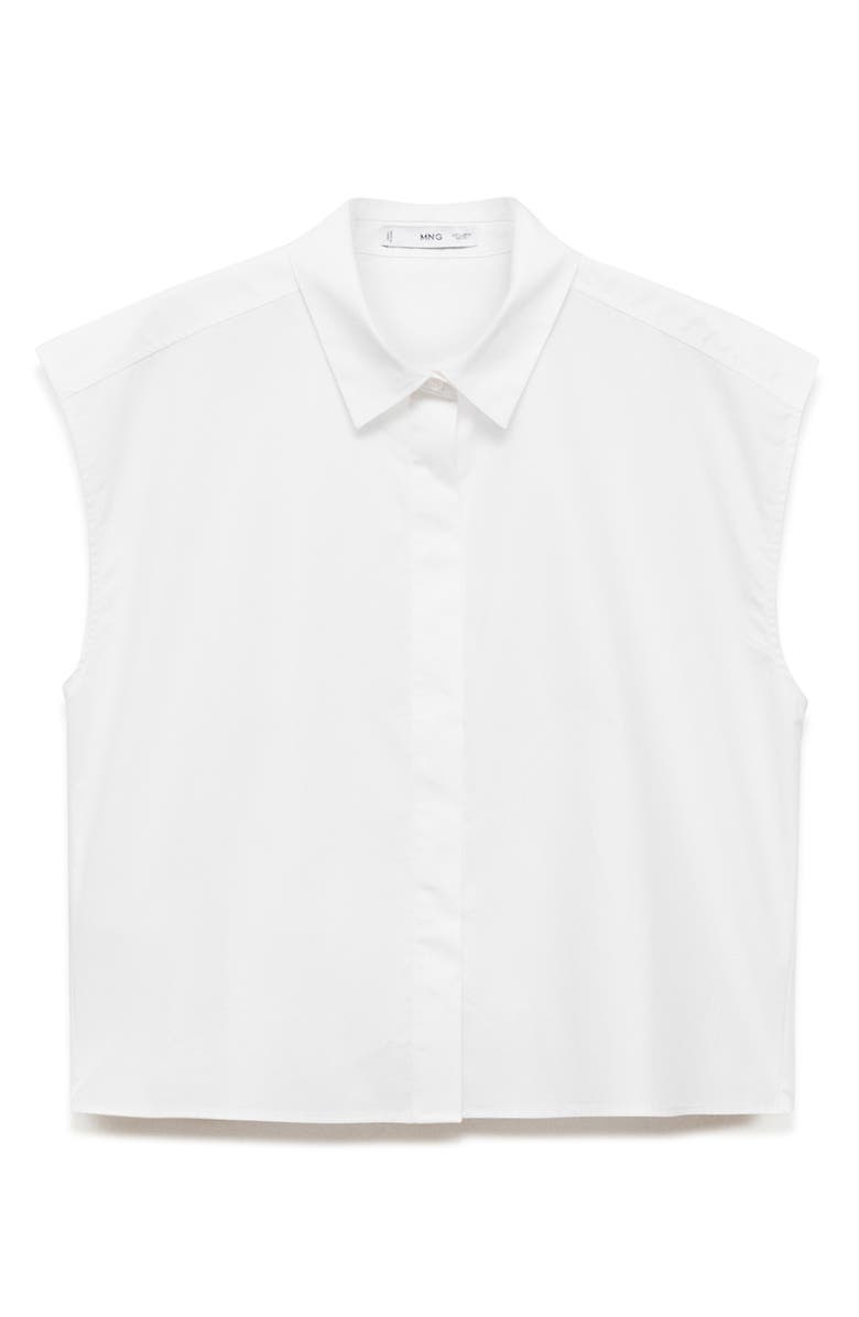 MANGO Relaxed Fit Cap Sleeve Poplin Button-Up Shirt, Alternate, color, 