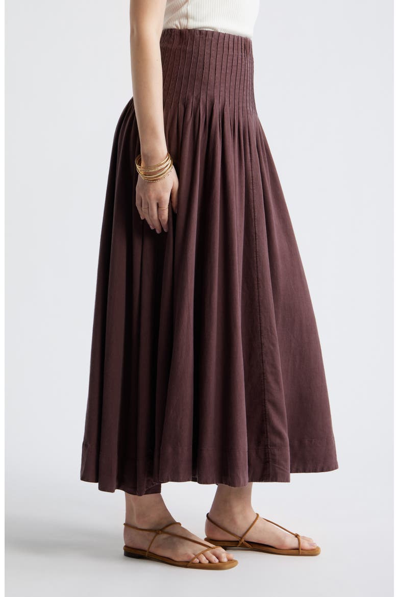 Pleat Accent Linen Blend Maxi Skirt, Alternate, color, BROWN MALICACIA