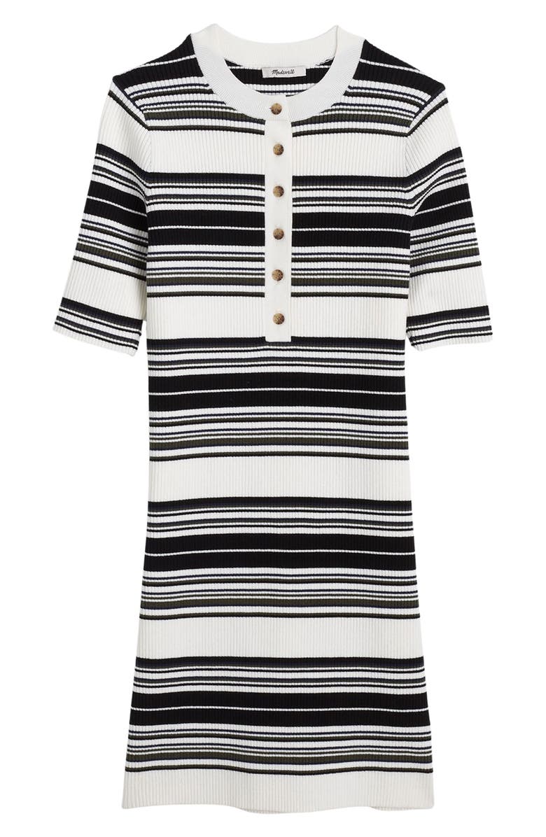 Madewell Nora Stripe Henley Rib Knit Minidress, Alternate, color, Ivory Multi Stripe