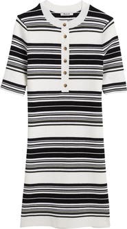 Madewell Nora Stripe Henley Rib Knit Minidress