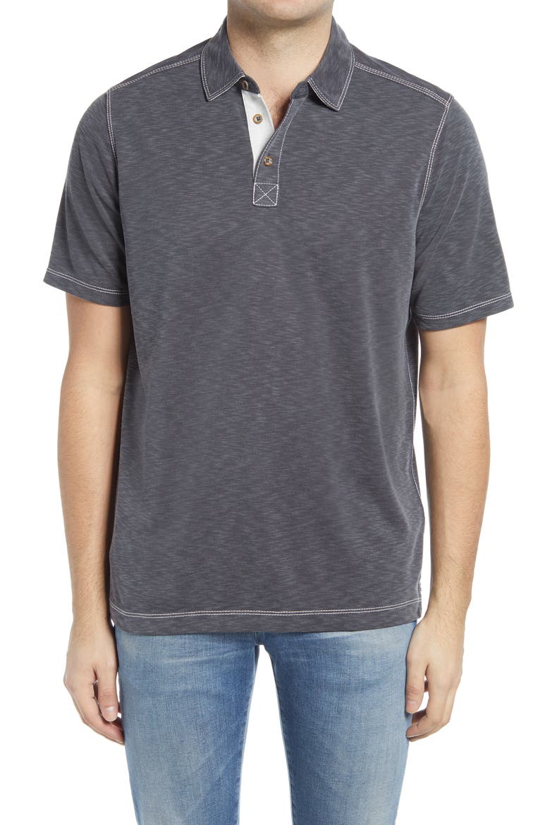 Vintage Slub Jersey Polo, Main, color, CHARCOAL
