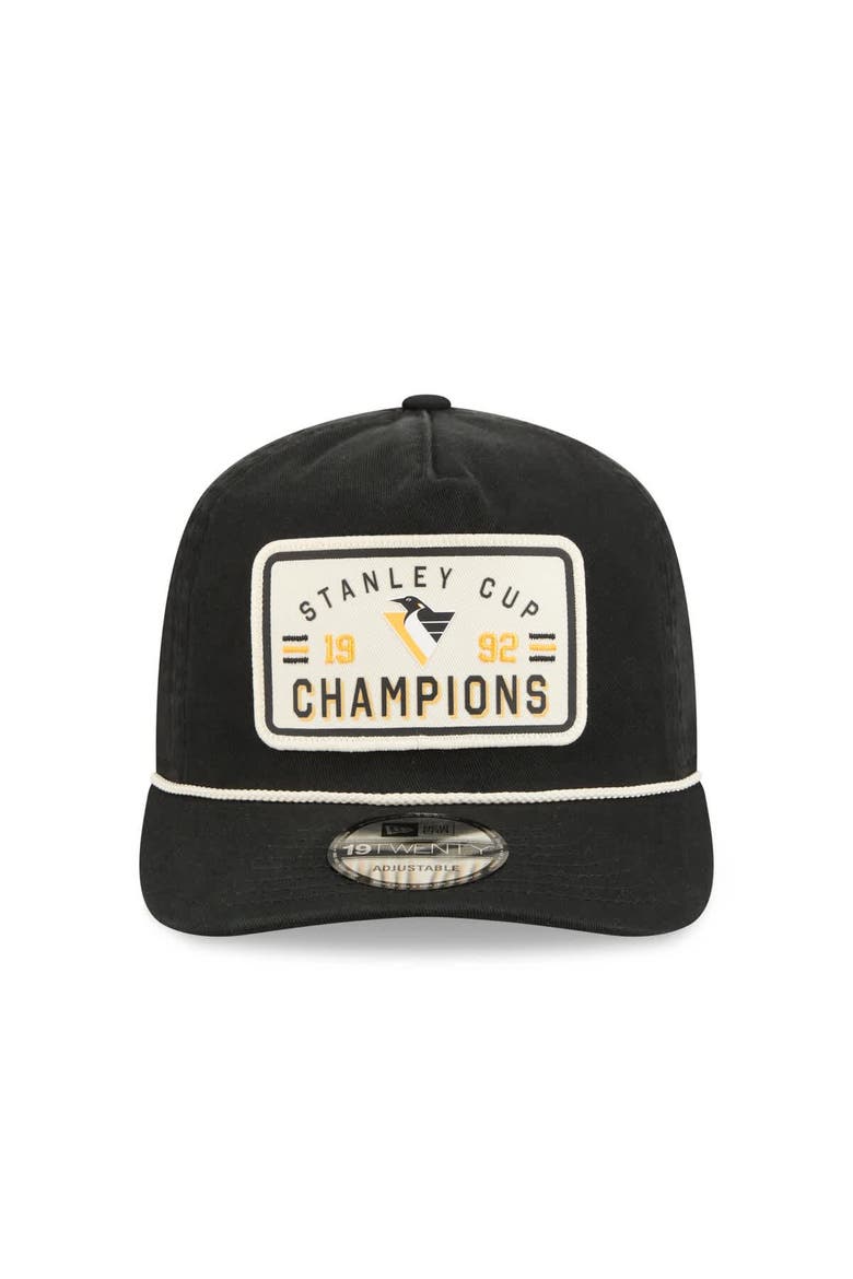 Men's New Era  Black Pittsburgh Penguins Throwback Stanley Cup Champions Side Patch 19TWENTY Adjustable Hat, Alternate, color, Black