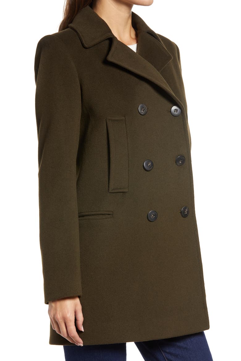 Fleurette Boyfriend Wool Double Breasted Peacoat, Alternate, color, MOSS