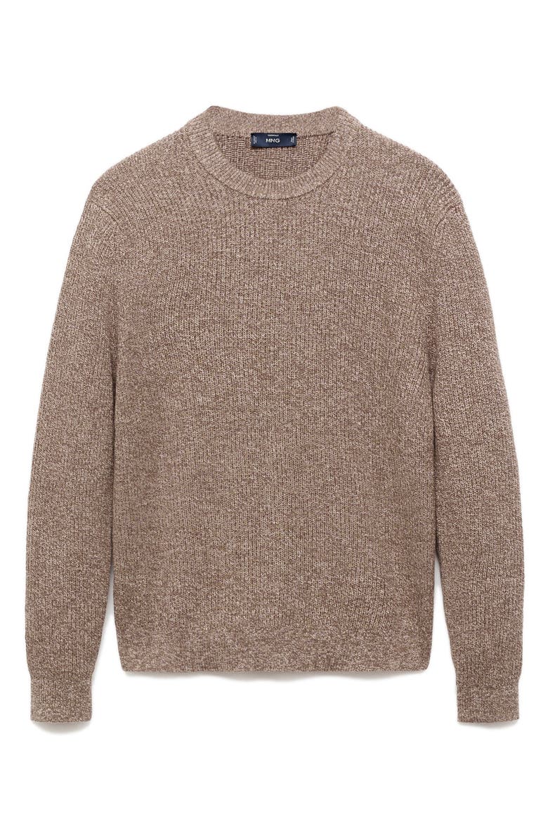MANGO Marled Cotton Crewneck Sweater, Alternate, color, Beige