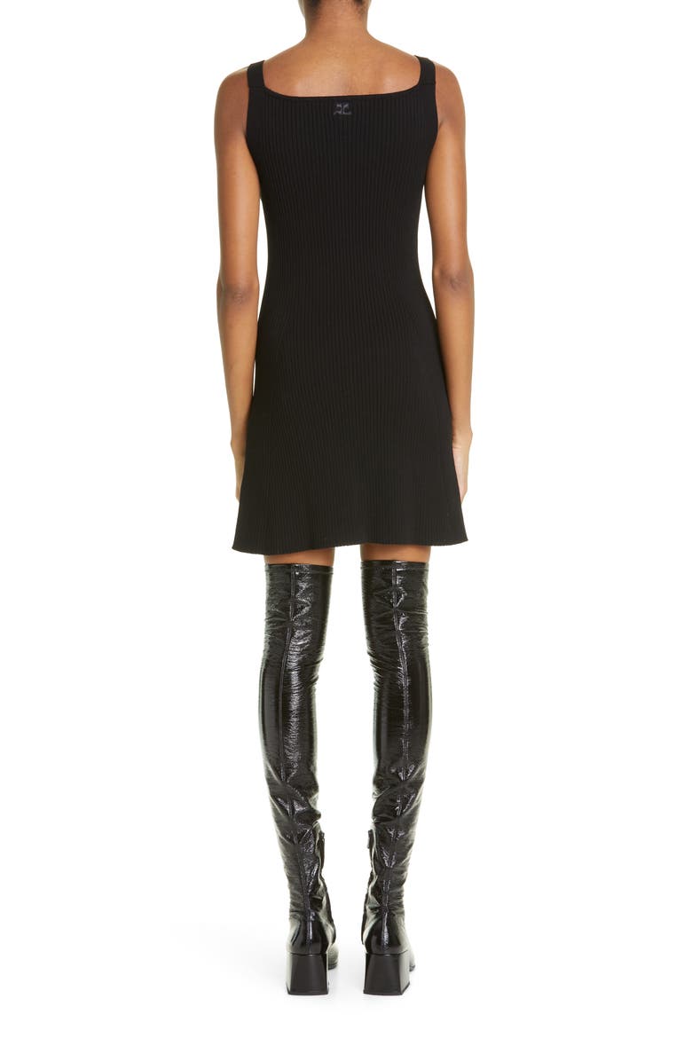 Swallow Logo Embroidered Rib Body-Con Minidress, Alternate, color, BLACK