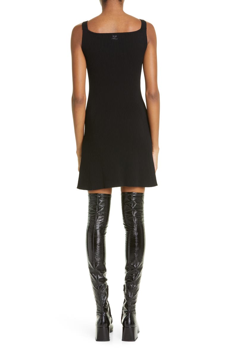 Courrèges Swallow Logo Embroidered Rib Body-Con Minidress, Alternate, color, 