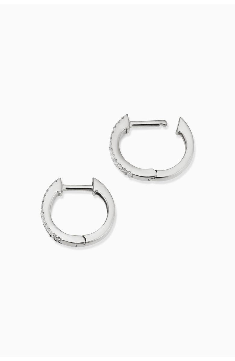 Oradina 14K Gold Twin Row Diamond Mini Hoops, Alternate, color, White Gold - Diamonds