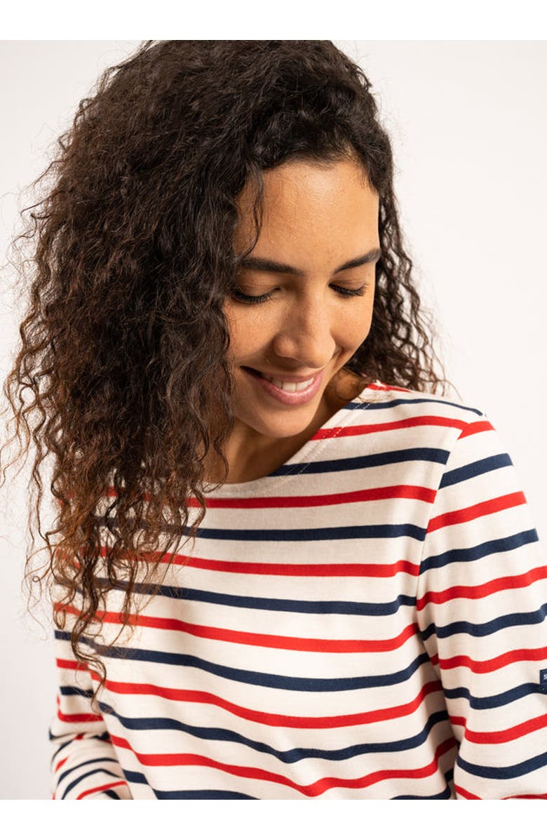 Saint James MINQUIDAME - Tri-color Breton Shirt for Women, Alternate, color, Ecru/Navy/Red