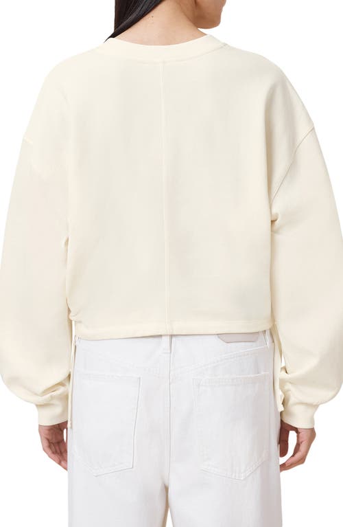 Allsaints Mira Haven Tie Hem Cotton Sweater In Gardenia Cream