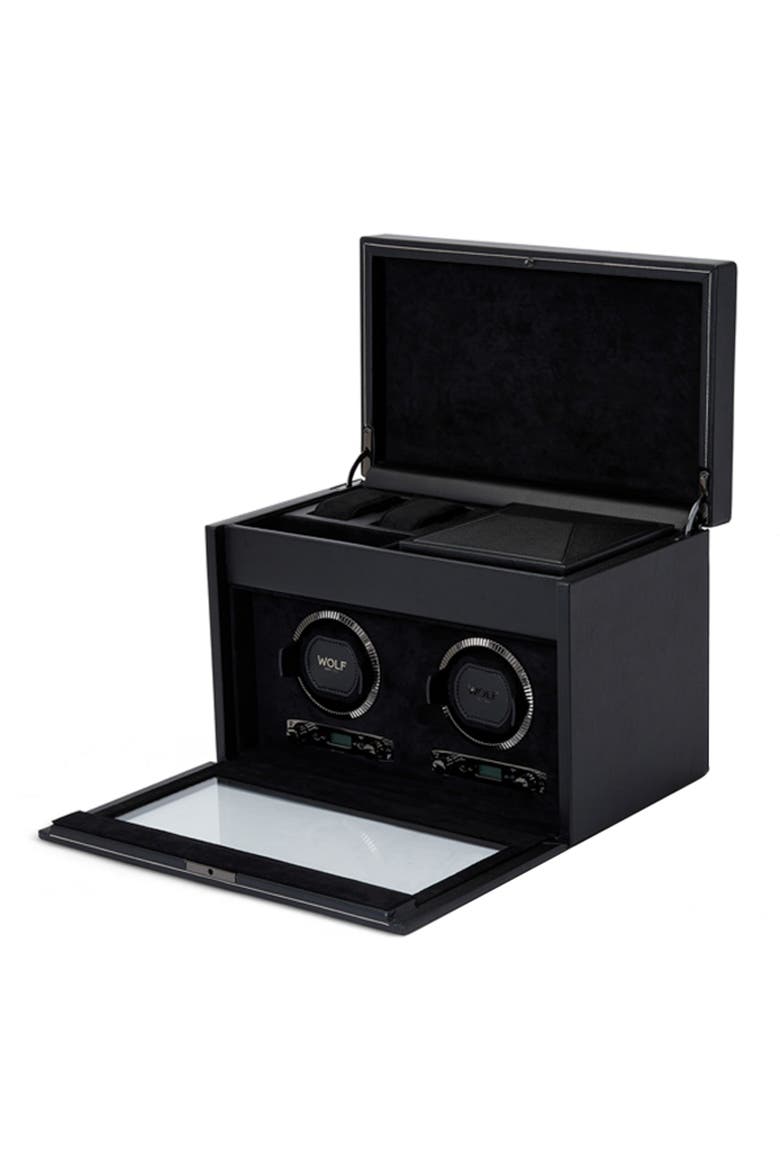 British Racing Double Watch Winder with Storage, Alternate, color, Black