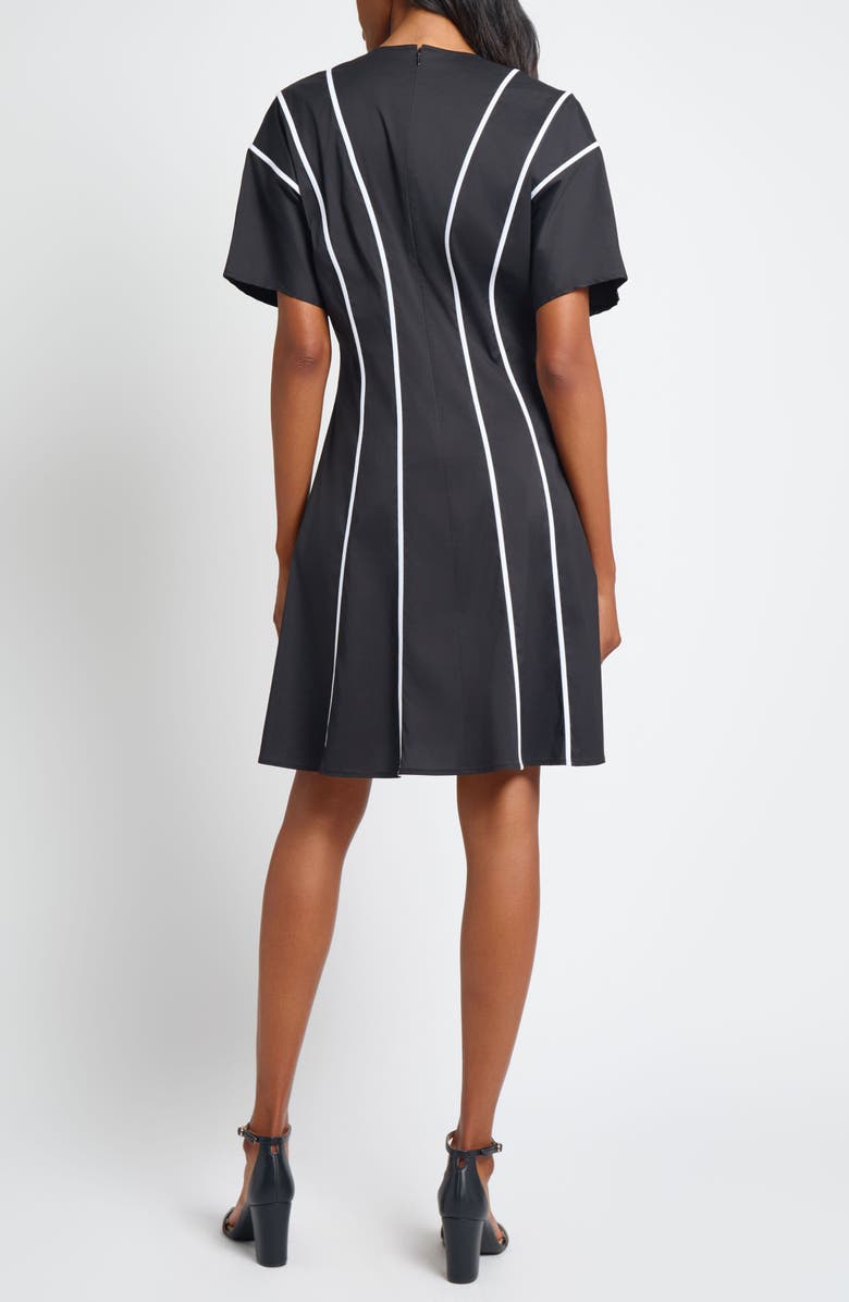 Ming Wang Stripe Flare Dress, Alternate, color, Black/ White