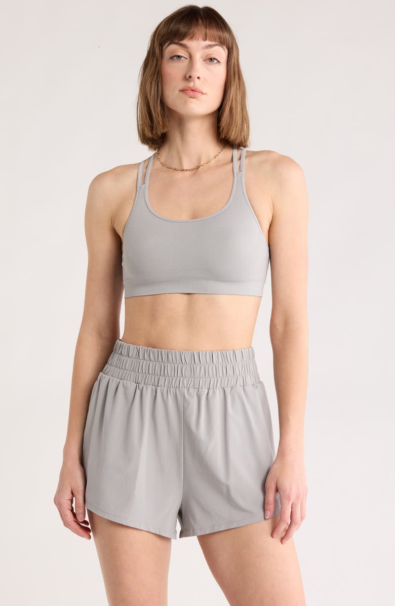 Zella Seamless Strappy Sports Bra, Main, color, Grey Ultimate