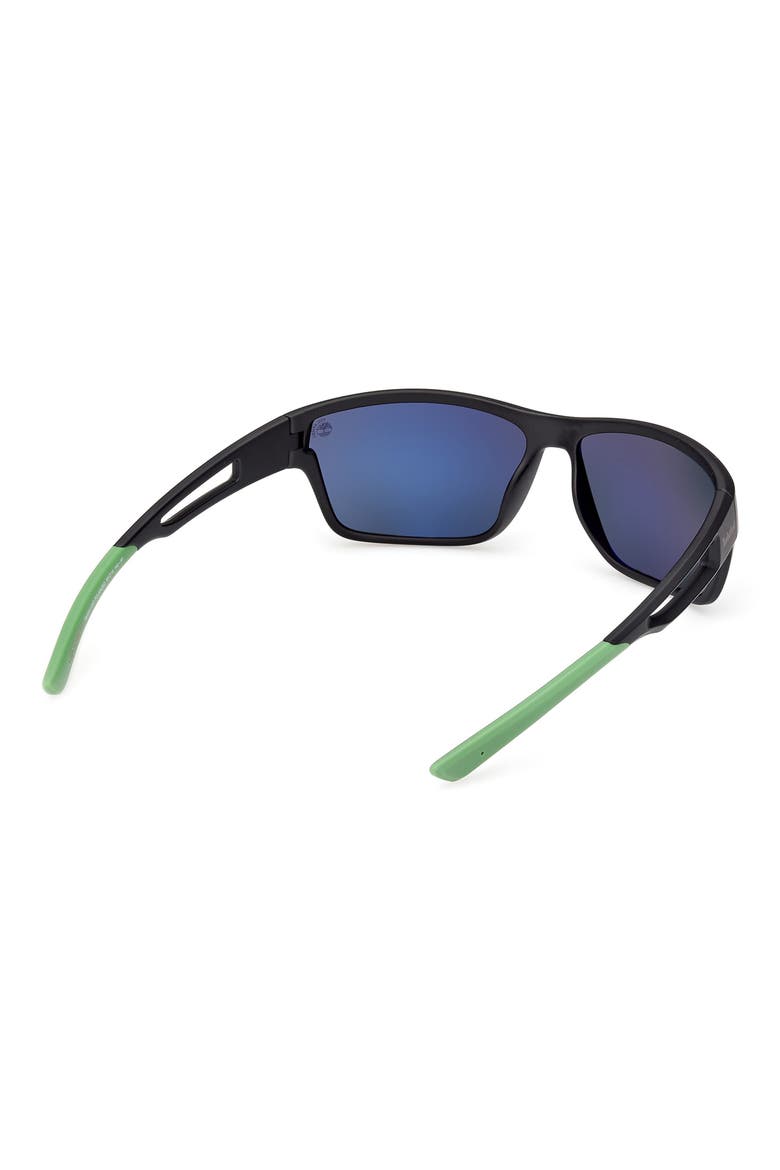 65mm Polarized Rectangular Wrap Sunglasses, Alternate, color, MATTE BLACK / SMOKE POLARIZED