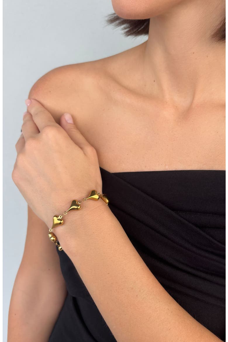 Puffed Heart Chain Bracelet, Main, color, GOLD