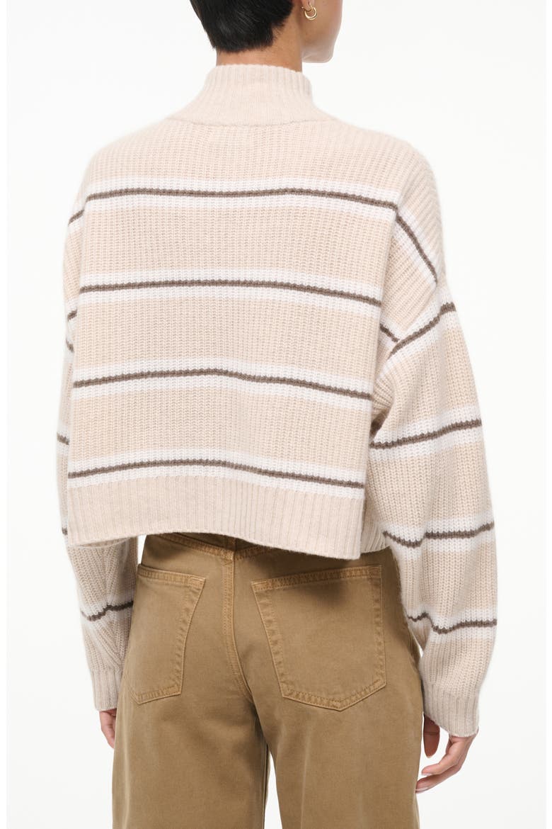 Hampton Crop Half Zip Cashmere Sweater, Alternate, color, WHISPER STRIPE