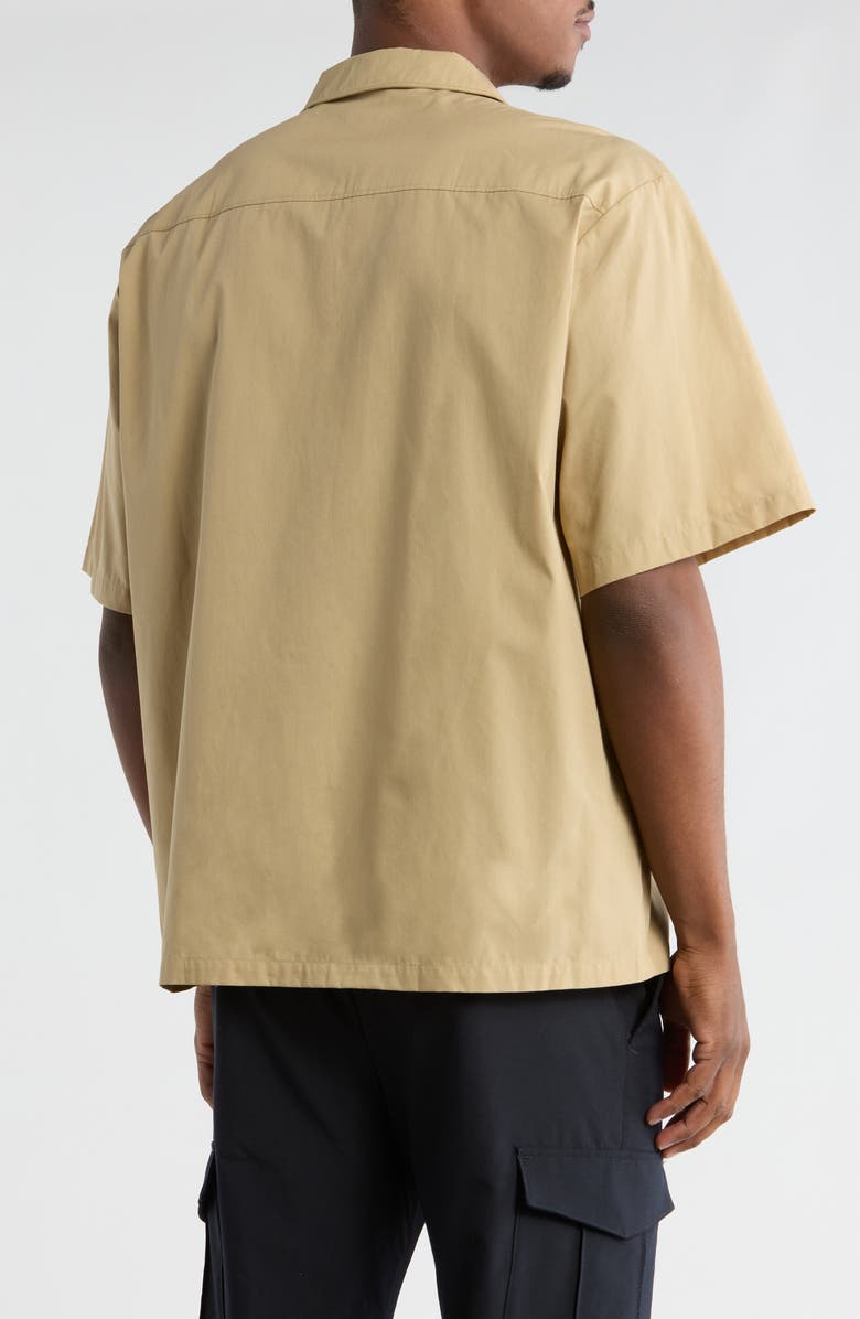 BOSS Eligino Cotton Camp Shirt, Alternate, color, Medium Beige