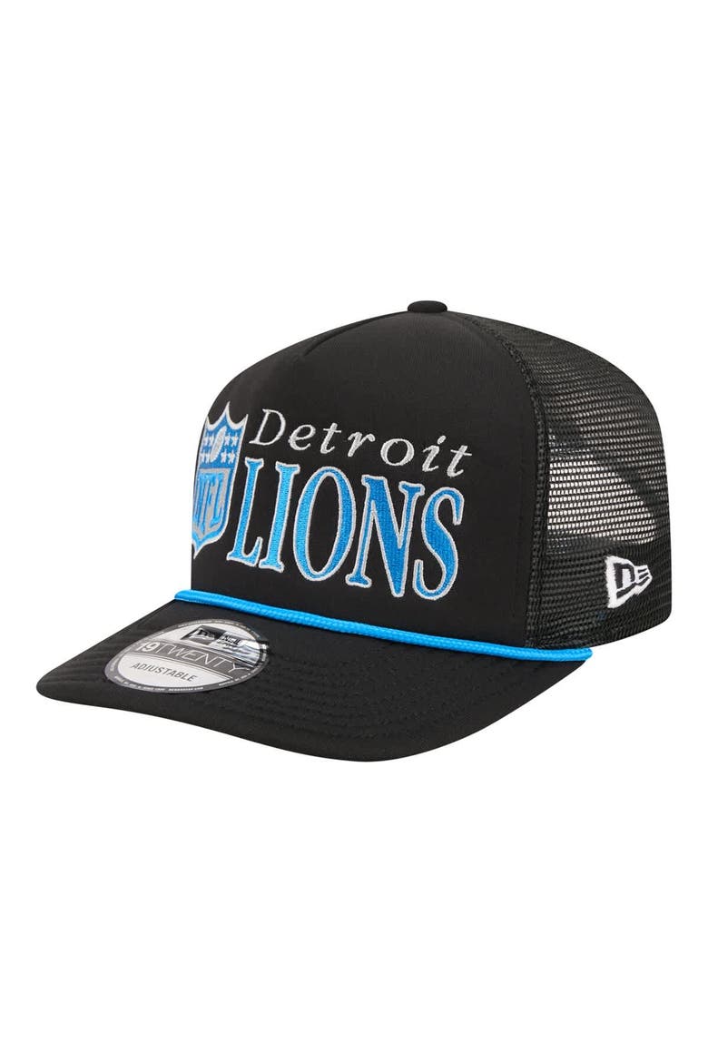 Men's New Era Black Detroit Lions Throwback Foam 19TWENTY Adjustable Hat, Alternate, color, Black