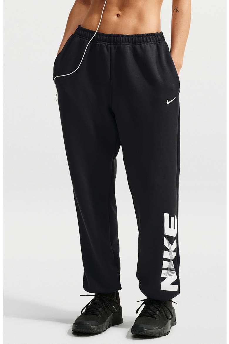 Logo Fleece Sweatpants, Main, color, BLACK/ UNIVERSITY RED/ WHITE