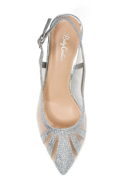Lady Couture Macy Mesh Rhinestone Slingback Pump In Silver