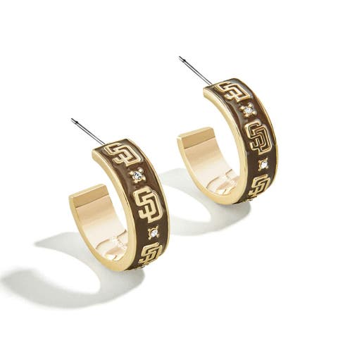 x BaubleBar San Diego Padres Enamel Hoop Earrings