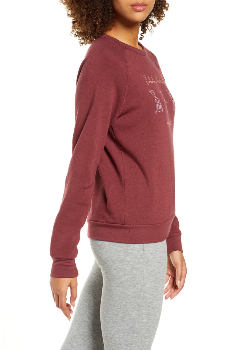 Holiday Workout Lounge Top, Alternate, color, ANDORRA BURGUNDY