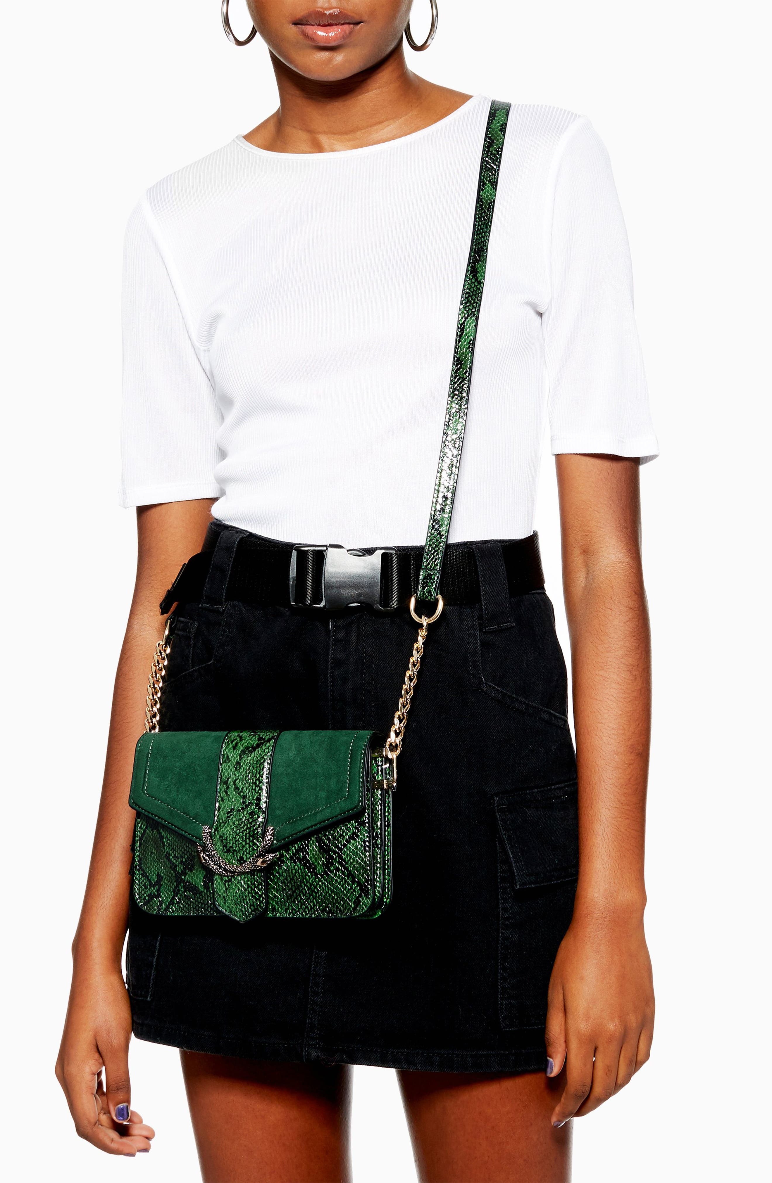 Topshop Sela Crossbody Bag, Alternate, color, Green