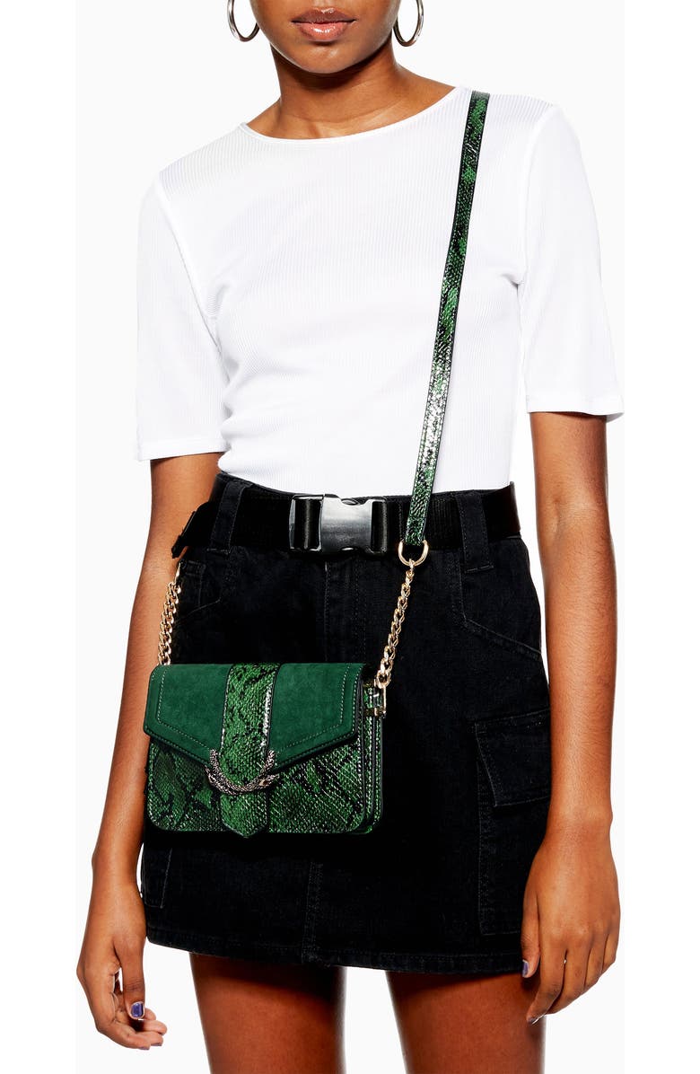 Topshop Sela Crossbody Bag, Alternate, color, Green