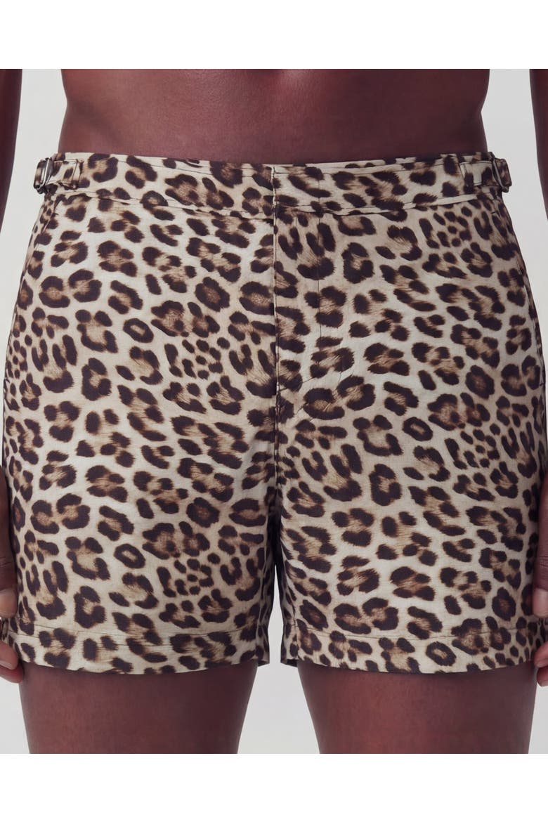 Leopard Mens Tailored Swim Short, Alternate, color, LEOPARD BROWN
