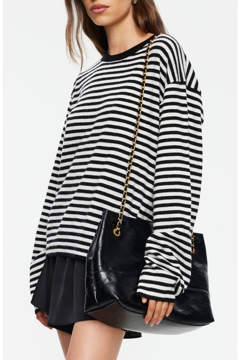 Olsen Stripe Wool Blend Sweater, Alternate, color, ONYX STRIPE