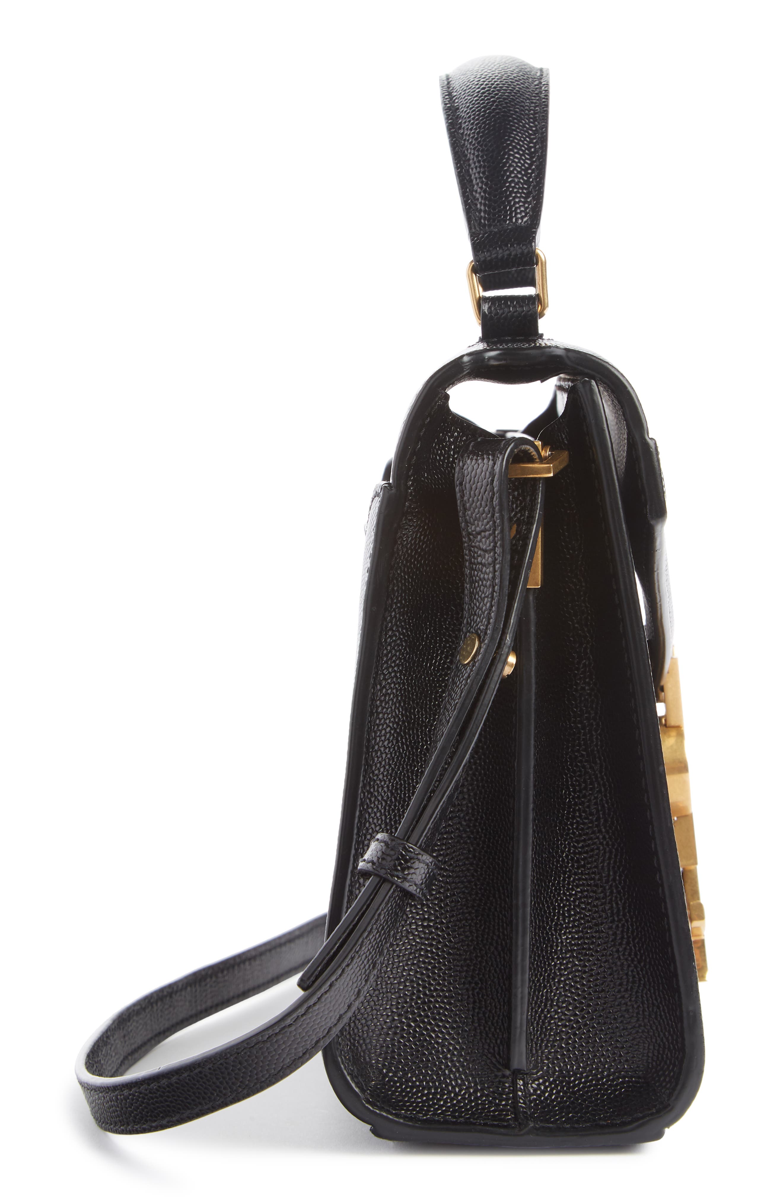 Saint Laurent Mini Cassandra Leather Top Handle Bag, Alternate, color, 