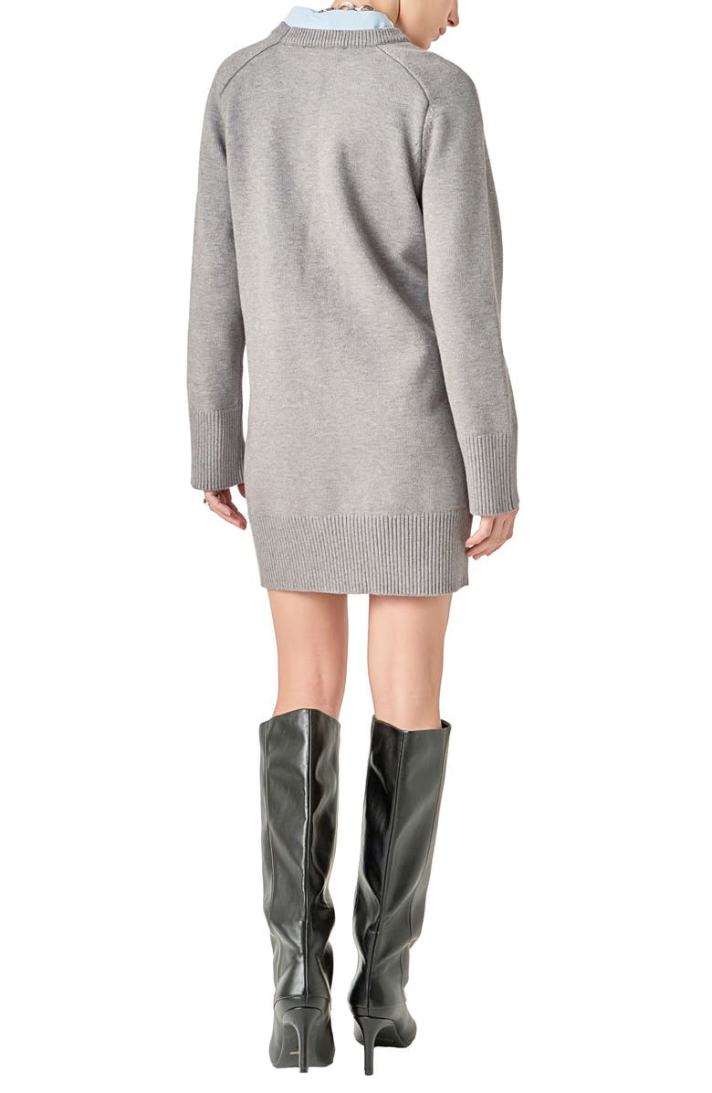 English Factory Crew Sweater Dress, Alternate, color, Heather Grey