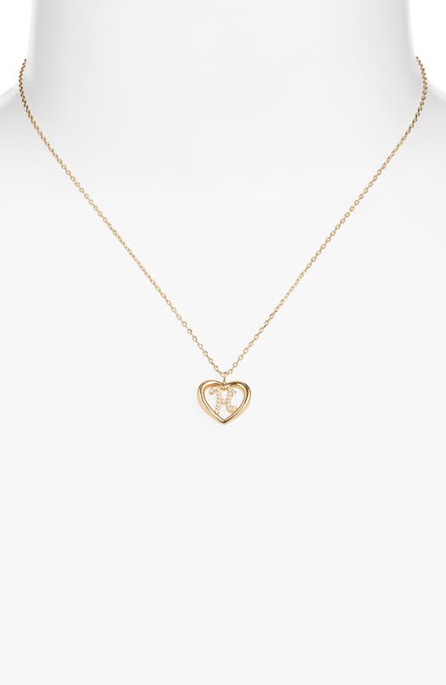 Argento Vivo Sterling Silver Heart Cubic Zirconia Initial Pendant Necklace In Gold
