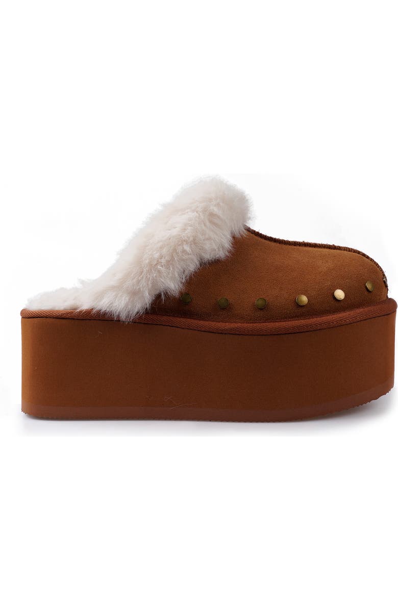 Candie's Sutton Faux Fur Platform Clog, Alternate, color, Tan Suede