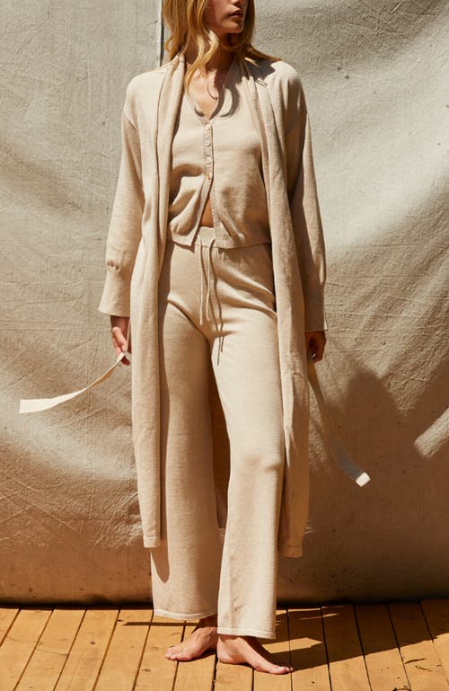 Crescent Sweater Knit Duster Cardigan In Beige