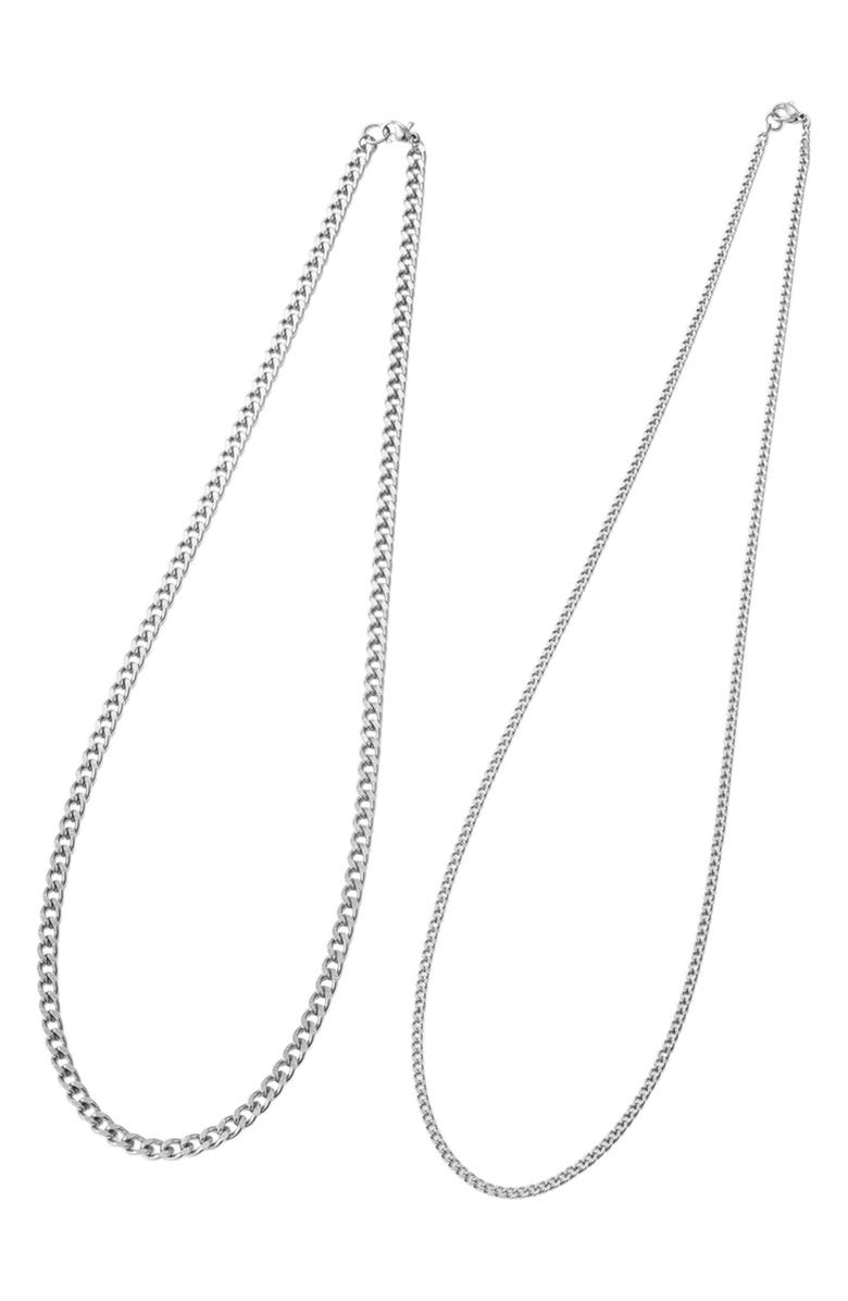 Adornia Men's Set of 2 Curb Chain Necklaces, Alternate, color, Silver