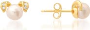 Queen Jewels CZ Pavè & Imitation Pearl Puppy Stud Earrings