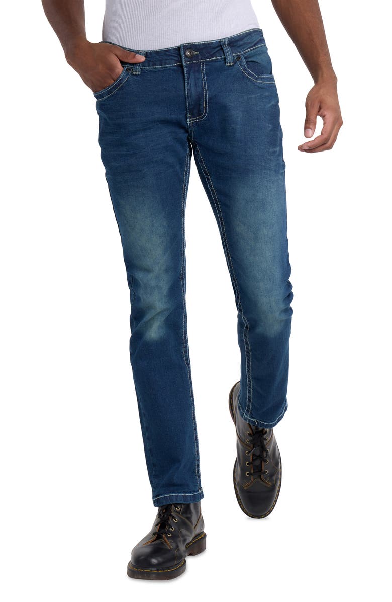 XRAY Saddle Stitch Stretch Straight Leg Jeans, Alternate, color, Dark Blue