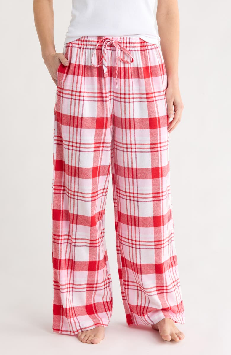 Abound Plaid Flannel Pajama Pants, Main, color, White- Red Scottish Plaid