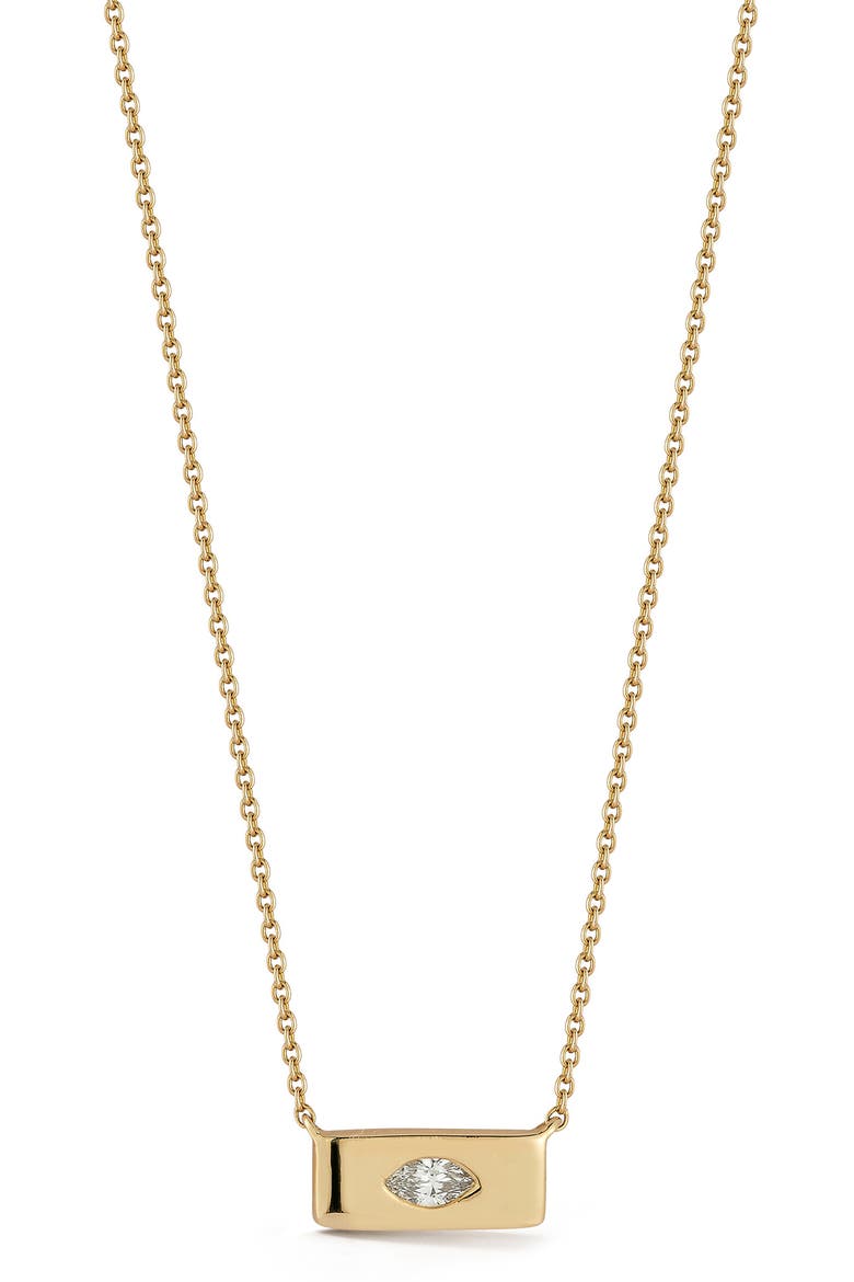 Alexa Jordy Marquise Diamond Bar Pendant Necklace, Main, color, YELLOW GOLD/ DIAMOND