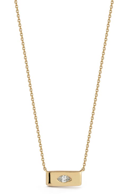 Alexa Jordy Marquise Diamond Bar Pendant Necklace