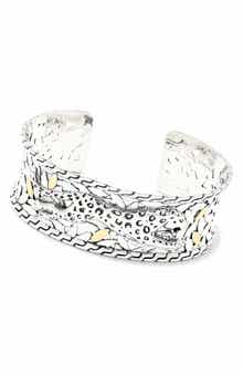 18k Gold & Sterling Silver Leopard Cuff Bracelet