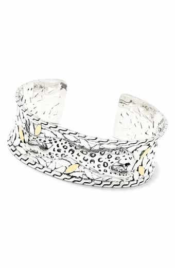 18k Gold & Sterling Silver Leopard Cuff Bracelet